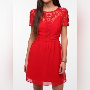 Urban Outfitters ❤️ Kimchi Blue Emma Crepe Embroidered Chiffon Mini Dress